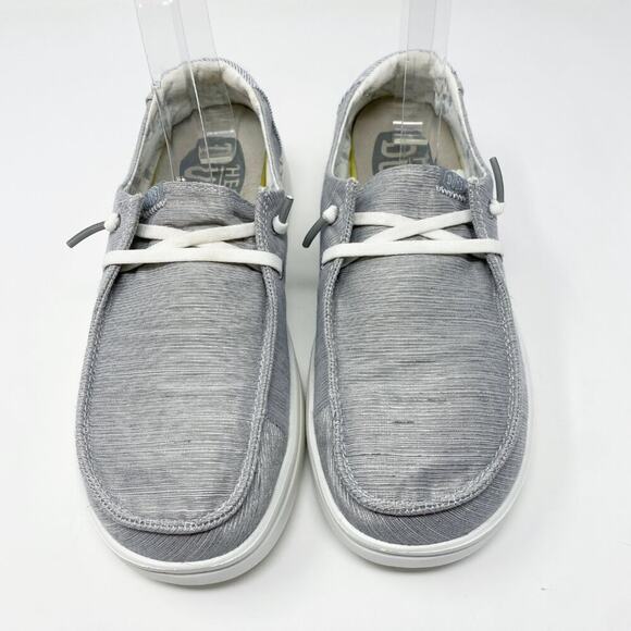 Hey Dude Gray/White Wendy Rise Slip Ons Lace Up Women's Size 7 Moc Toe EUC - Picture 2 of 10